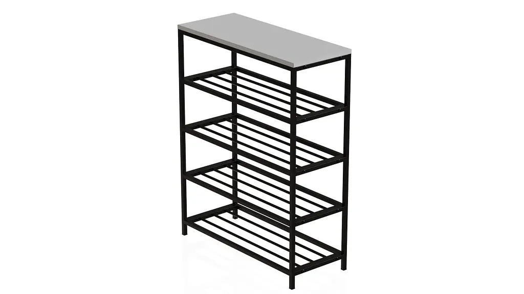 Полиця для взуття Слайм 4 Ferrum-decor 820x630x260 Чорний метал ДСП Білий 16 мм (FRD-105160) - фото 2