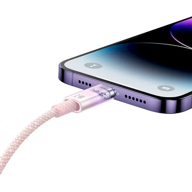Кабель Baseus Explorer Series Fast Charging Cable with Smart Temperature Control Cable USB to Lightning 2.4A 1m CATS010004 Pink - фото 5