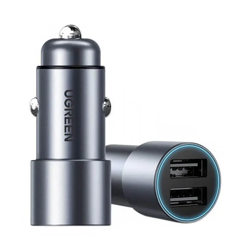 Автозарядка 2xUSB 24W USB-A Сіра CD130 QC 3.0 UGREEN - фото 3