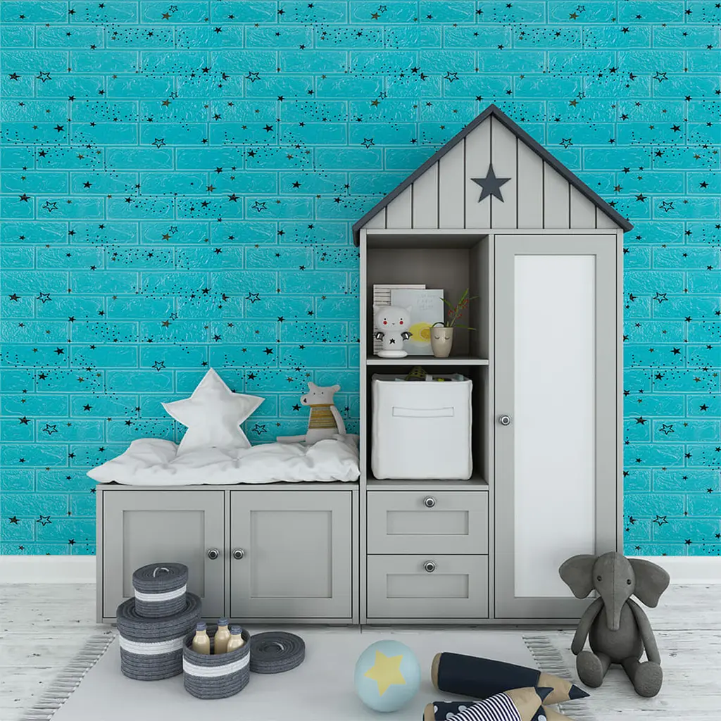 Самоклеюча 3D панель Sticker Wall SW-00001342 Блакитні зірки 700х770х3мм - фото 5