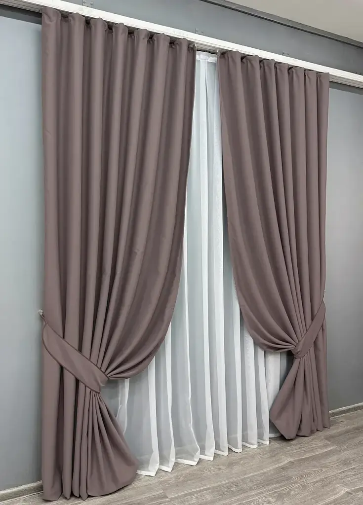 Комплект штор VR-Textil Midnight блекаут 2 шт 150x290 см бурий (1233ш) - фото 3