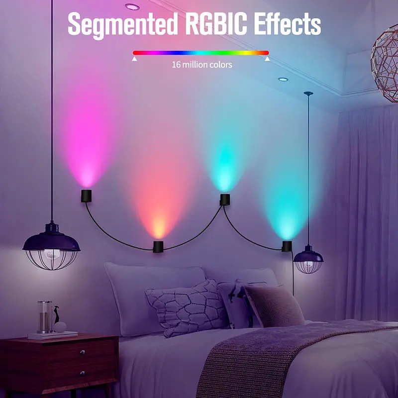 Настінна LED лампа RGB Intelligent wall lamp 4 pcs with Bluetooth European plug with app Black Epik teh0029714 - фото 5