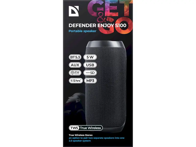 Портативна колонка Defender Enjoy S100 Black (65101) - фото 5