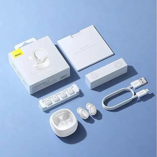 Бездротові навушники Baseus WM02 Bluetooth гарнітура Original в кейсі білі - фото 8