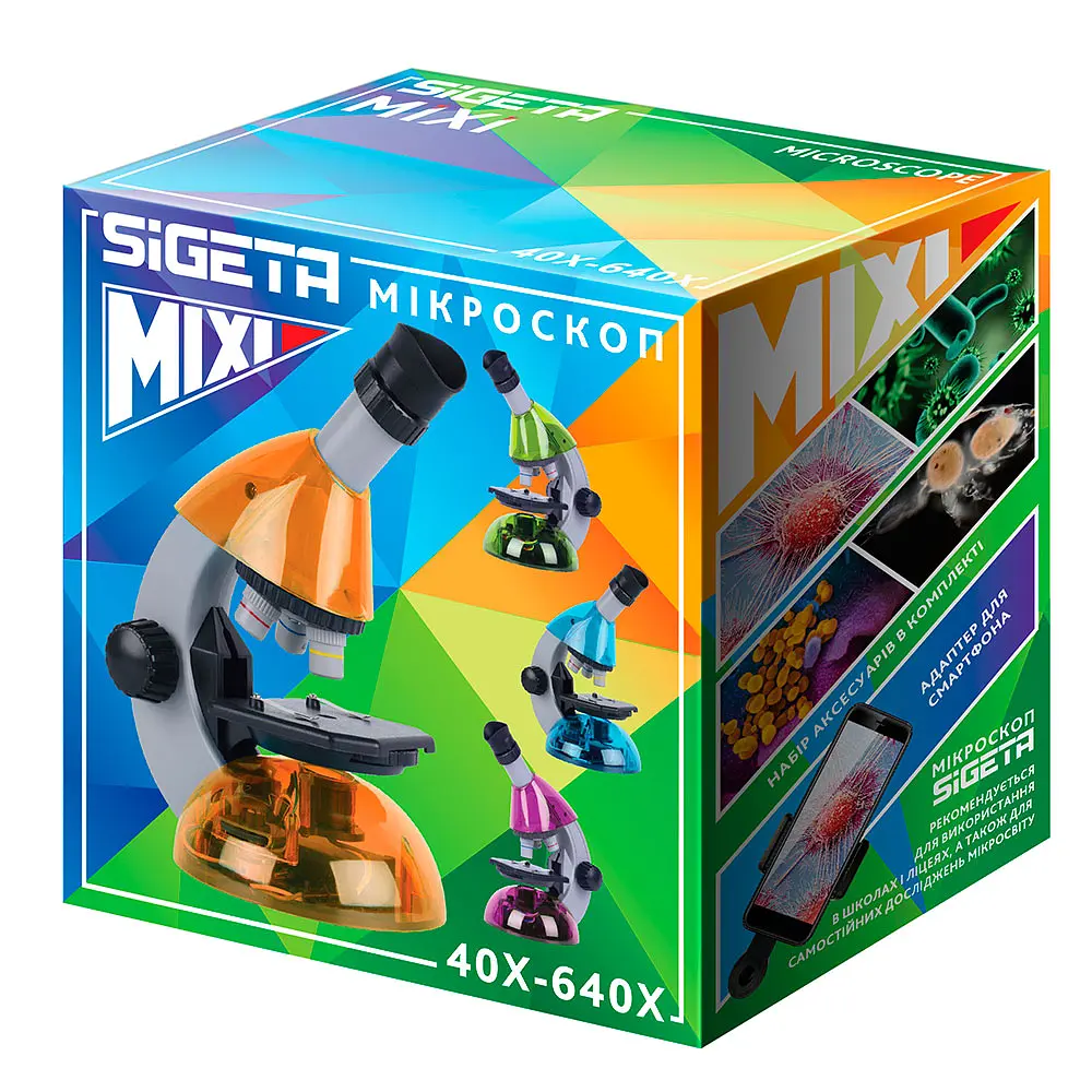 Микроскоп SIGETA MIXI 40x-640x BLUE (с адаптером для смартфона) - фото 6