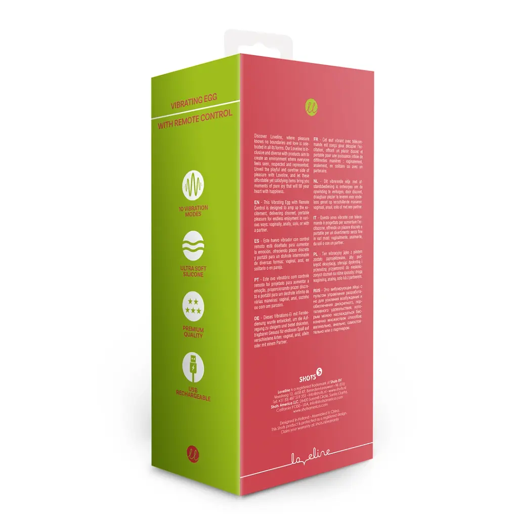 Віброяйце Loveline Egg with Remote Control 9.2 см (червоний) - фото 17