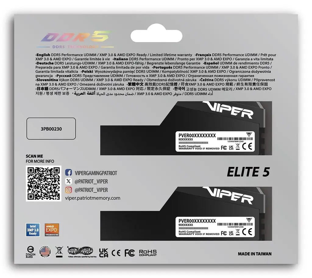 Модуль пам'яті Patriot DDR5 32GB (2x16) Viper Elite 5 Ultra 6000Mhz (VEU532G6036K) - фото 11
