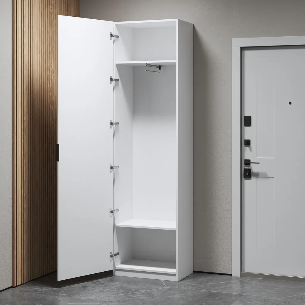 Шафа пенал Vays з висувною вішалкою та полицями M-42 Бетон - фото 2