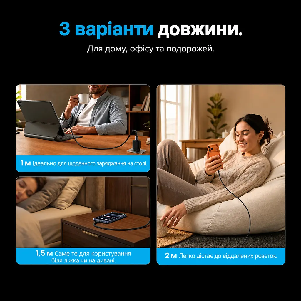 Кабель Vention TSGBH USB-C - USB-C PD 100 Вт 2 м чорний (TSGBH) - фото 12