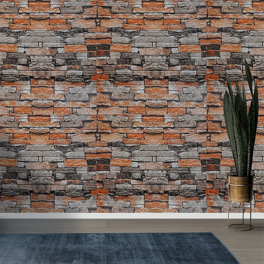Самоклейка декоративна 3D панель 3D Loft під цеглу піщаник в рулоні 20 м 20000x700x3мм - фото 4