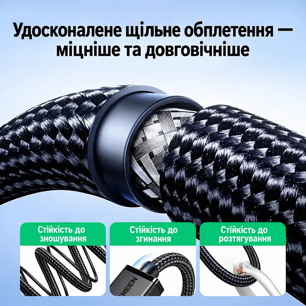 Мережевий адаптер UGREEN CM650 зовнішня мережева карта USB-A 3.0 на Ethernet RJ45 до 1000 Мбіт/с без встановлення драйверів у Windows 8–11 та macOS з індикаторами живлення та мережі із вбудованим кабелем в обплетенні з екрануванням кабелю на чипі AX88179A чорний (15636) - фото 6