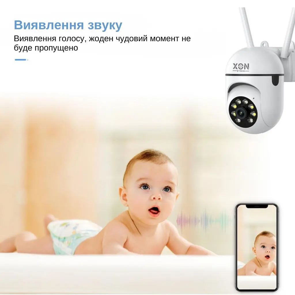 IP-камера поворотная XON SmartCam Wi-Fi 1080P (UCWEM21YW 4798) Белая - фото 5