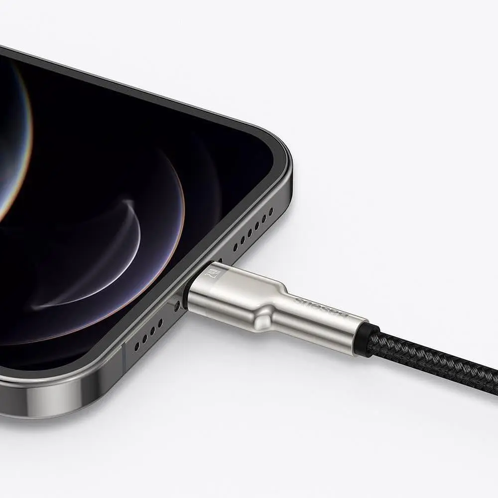 Кабель Baseus Cafule Metal Lightning 2.4A (1m) black (CALJK-A01) - фото 4