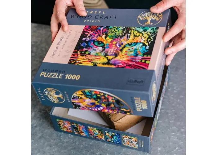 Пазл Trefl дерев'яний фігурний Різнокольоровий кіт 1000 ел. (20148) - фото 5