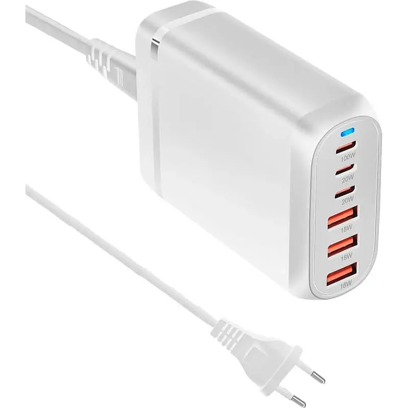 Мережевий зарядний пристрій Gelius Force GaN 100W GP-HC063 3USB-A + 3Type-C - фото 6