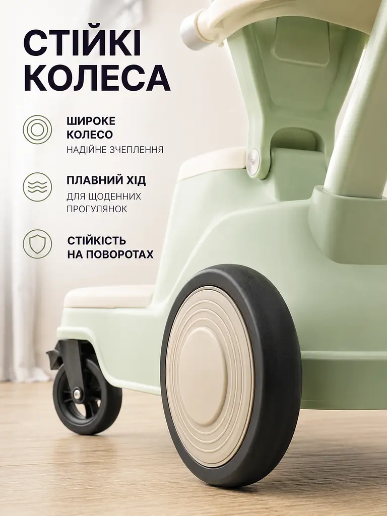 Дитячий електричний толокар 5-в-1 з ручкою, мотором, акумулятором, козирком, музикою та підсвіткою (49676137) - фото 7