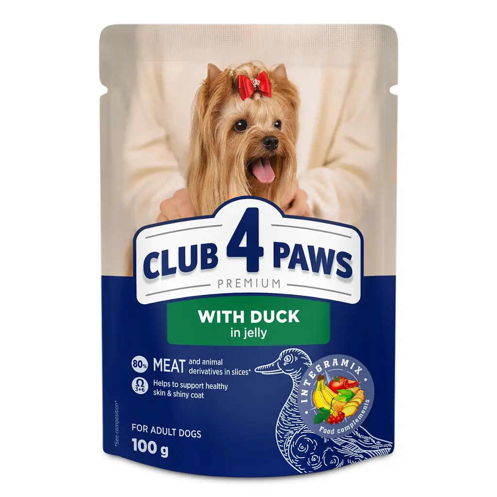Вологий корм для собак Club 4 Paws з качкою у желе 100 г B5511301