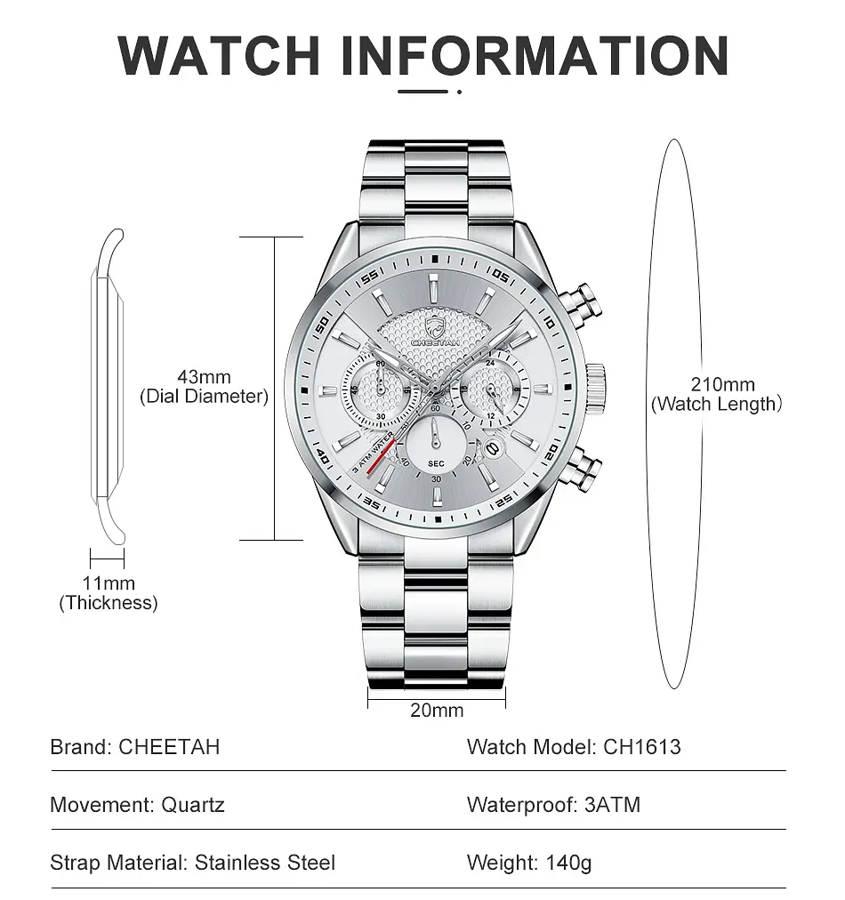 Годинник Cheetah Mega Silver - фото 5