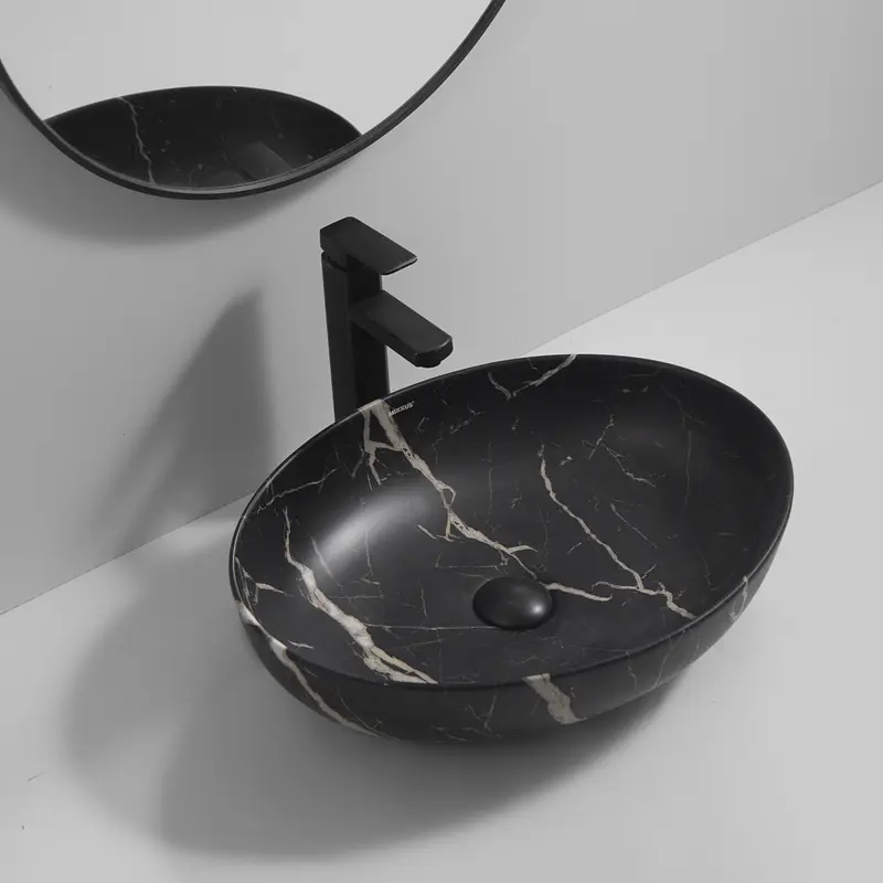 Умивальник накладний Mixxus Premium Ellipse-0102 marble 515x400x130 мм MP6552, Мармур - фото 8