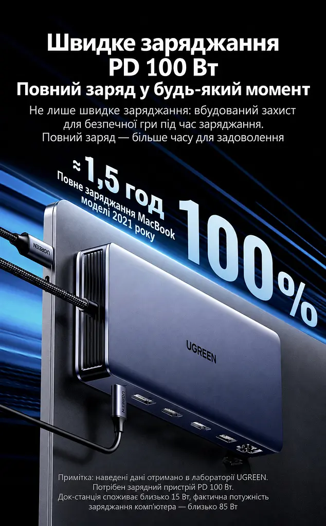 Док-станція USB-C UGREEN CM681 13 в 1 2 HDMI та DisplayPort кожен до 4K 60 Гц або 2K 144 Гц потрібен USB-C з DisplayPort MST темно-сірий (15978) - фото 5