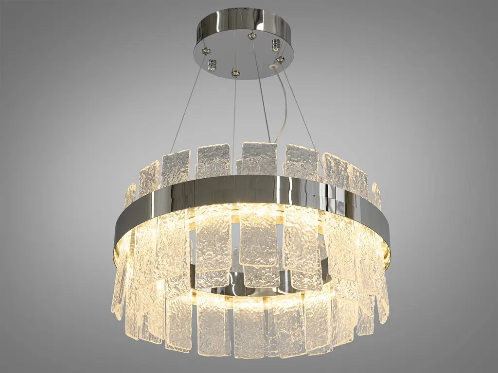 Люстра стельова LED Diasha 817/400CH Ефектна, 90W, срібна, кришталева, сучасний стиль для вітальні, коридору, спальні - фото 2