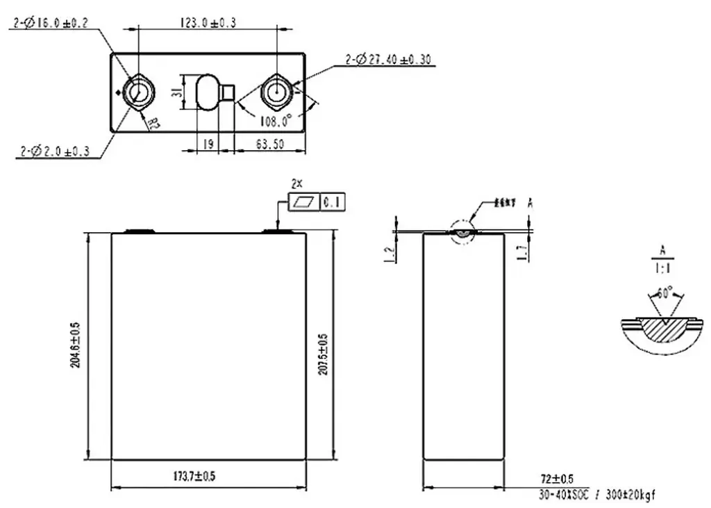 LiFePo4 Аккумуляторный элемент 3.2V/280A | Grade – A (896Wh) | Ω 0,17-0,18мОм - фото 3