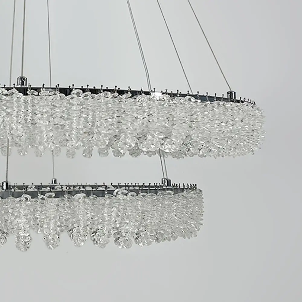 Кольцевая хрустальная люстра в хроме на 2 яруса 80+60 см Ст. 33038-800+600 CH | Line F - фото 7