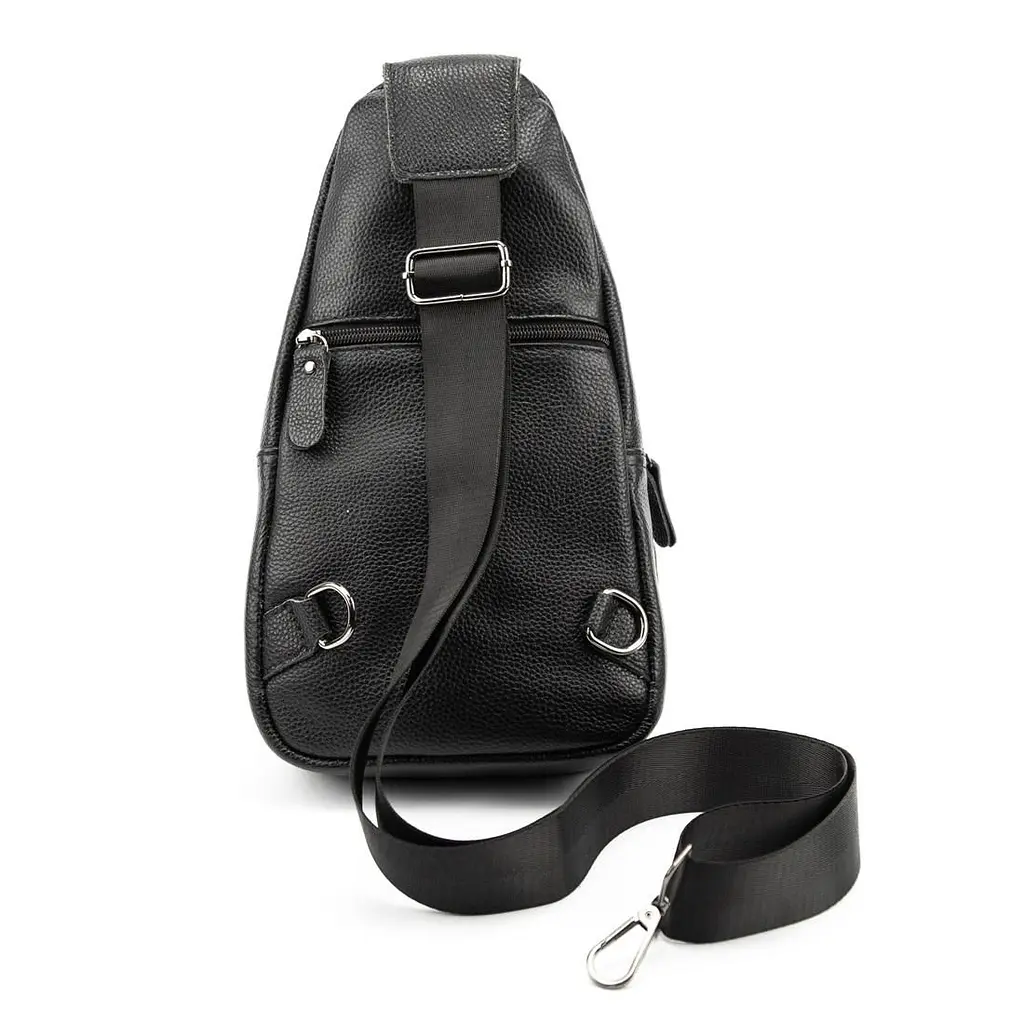 Шкіряна сумка слінг з тисненням рептилія Tiding Bag M56-8880A чорна - фото 3