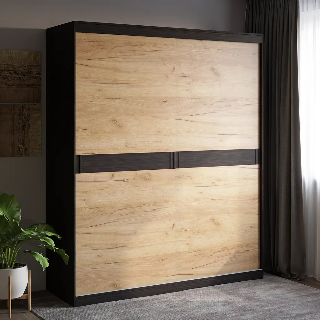 Шафа-купе Еверест Соната 1800 дводверна 180х60х217 венге темний/дуб крафт золотий (EVR-2399) - фото 2