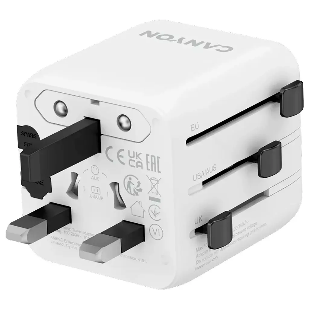 Переходник Canyon Travel Adapter OnTour One EU/UK/US/AUS White (CNS-TA1005W) - фото 2