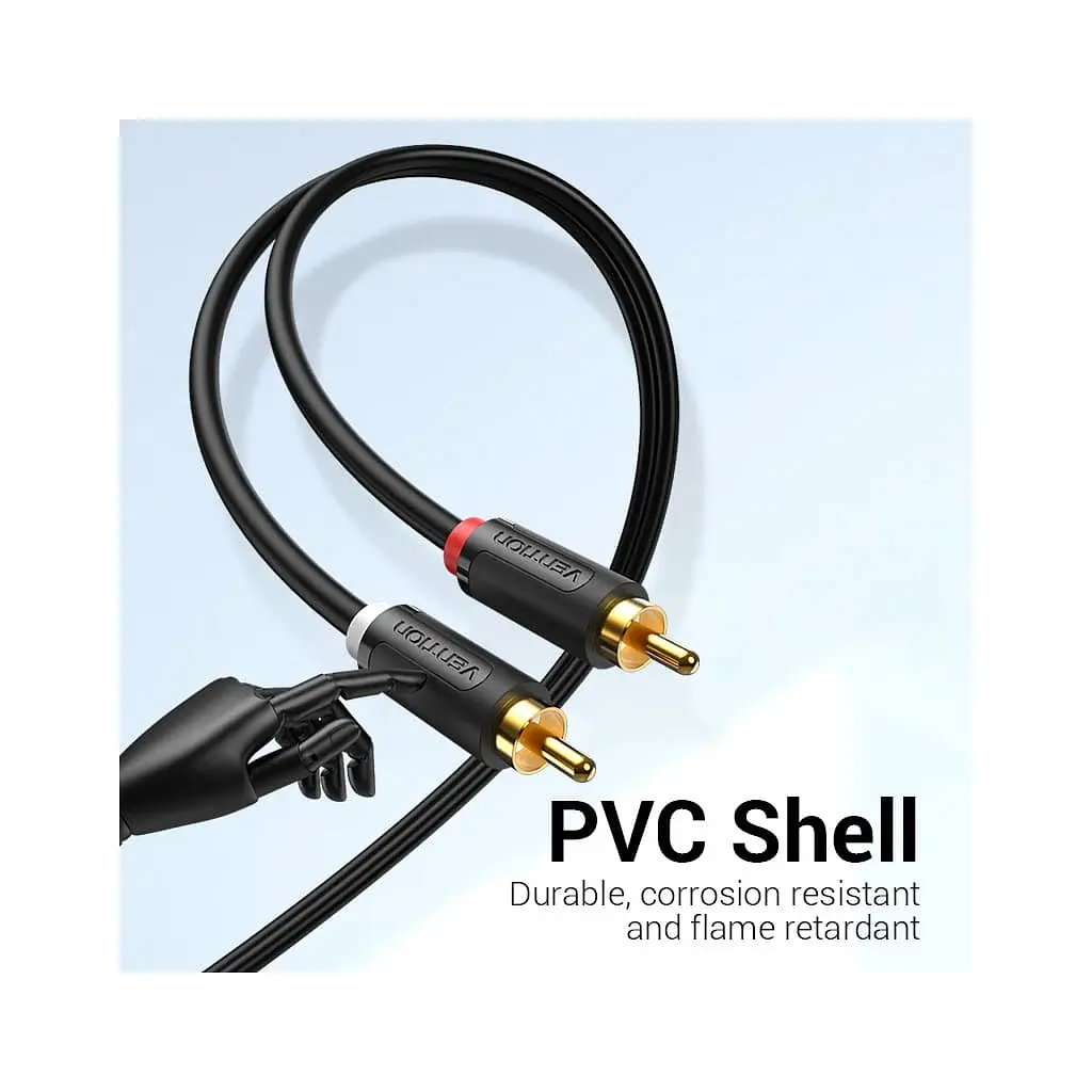 Кабель мультимедійний 2xRCA M to 2xRCA M 1.5m black Vention (BCMBG) - фото 2