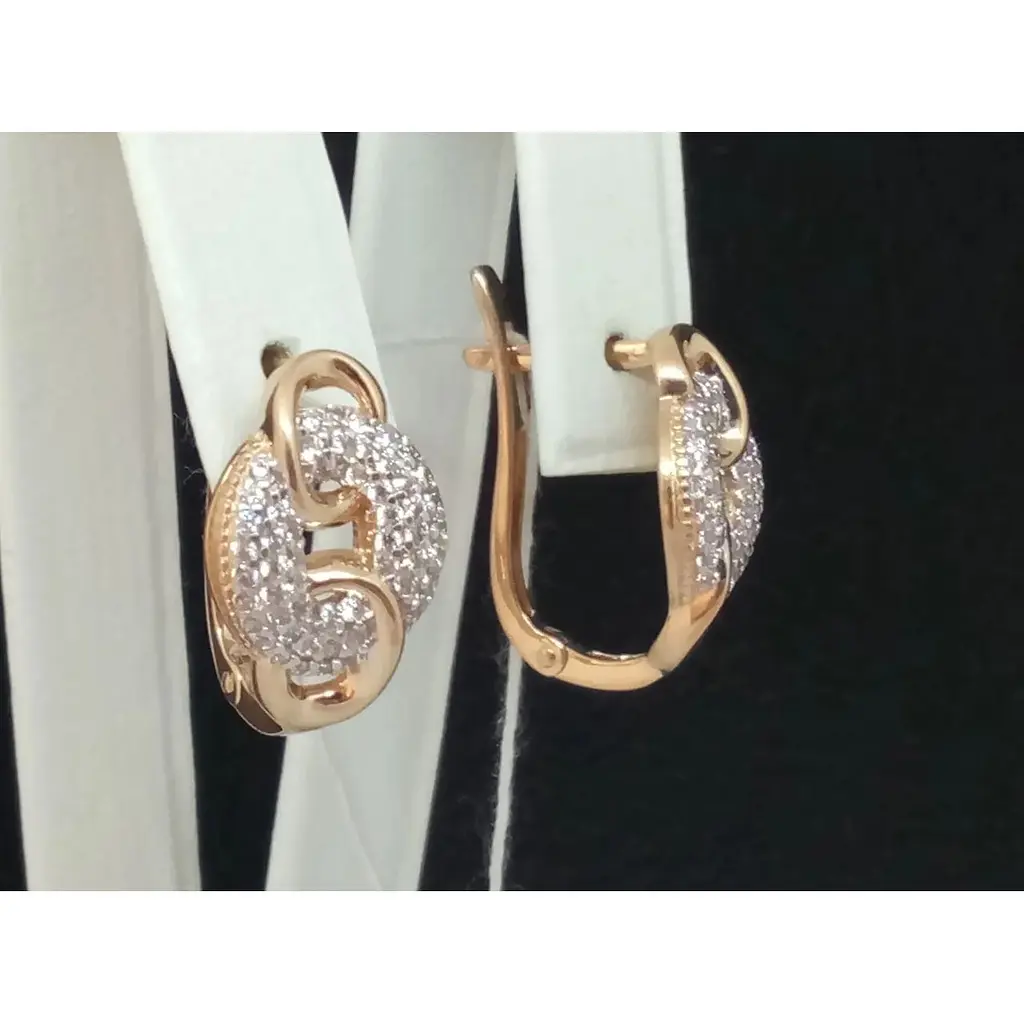 Золоті сережки Столична Ювелірна Фабрика з фіанітами. 110347 - фото 2