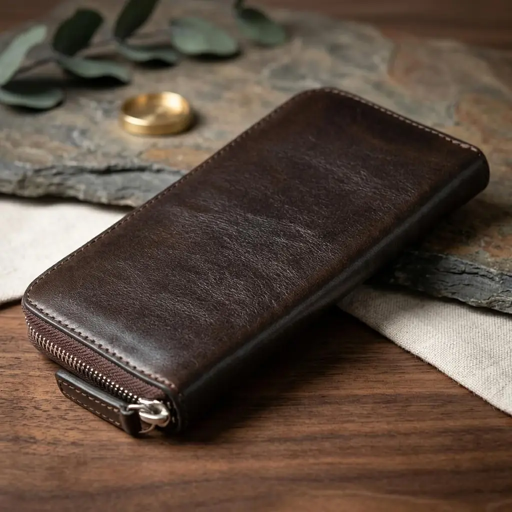 Шкіряне жіноче глянсове портмоне Grande Pelle 11466 коричневий - фото 4