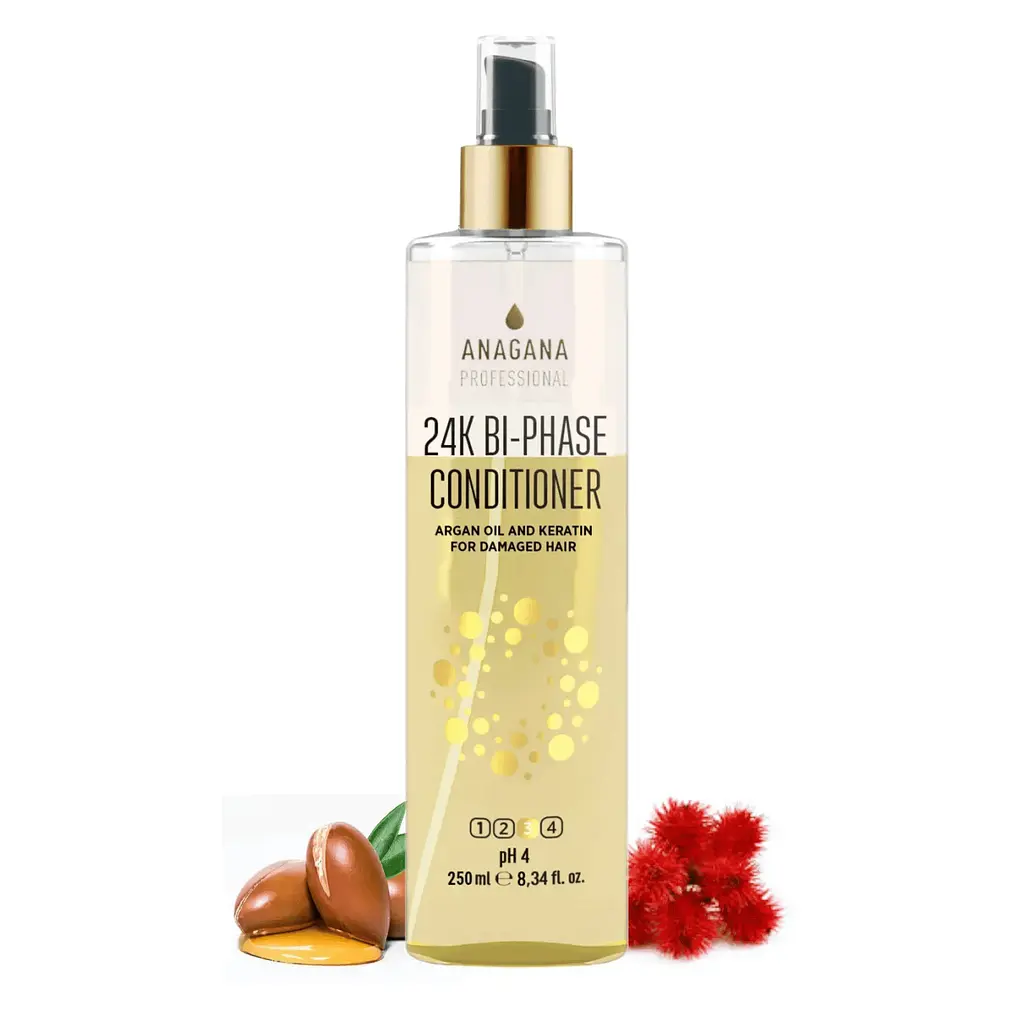 Двухфазный кондиционер 24К с маслом Аргании и кератином для поврежденных волос ANAGANA 250 мл - фото 2