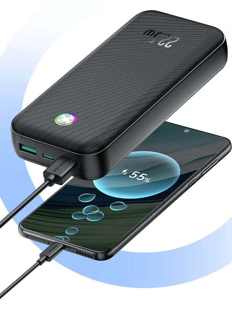 Павербанк - портативний аккумулятор Rocoren Haoyue Pro 20000mAh 22.5W чорний - фото 2