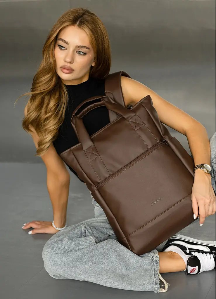 Жіноча сумка-рюкзак Sambag Cargo коричнева 45 х 31 х 15 см (93541020) - фото 6