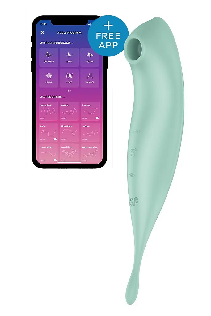 Вакуумний кліторальний стимулятор з вібрацією Satisfyer Twirling Pro+ зелений - фото 2
