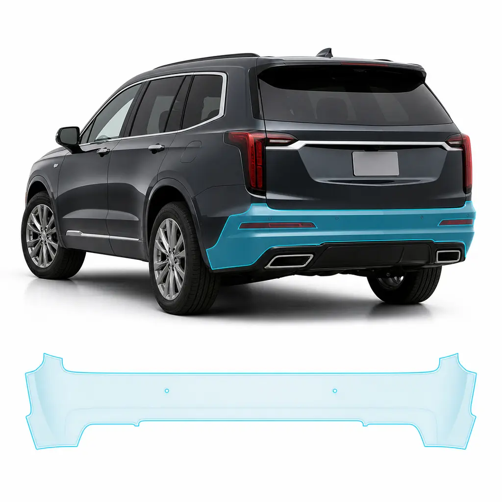 Антигравійна захисна бронеплівка за лекалами для Cadillac XT6 I 2019- задній бампер