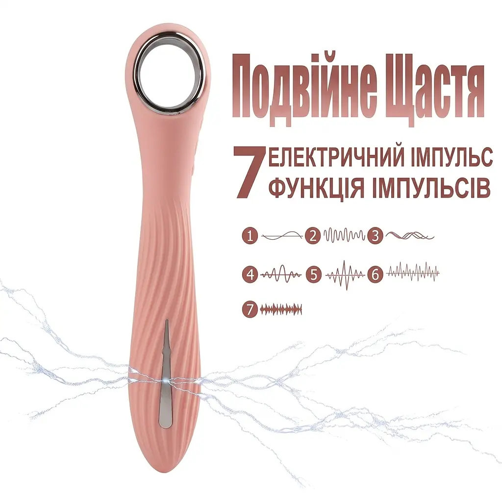 Вібратор-масажер для точки G силіконовий на акумуляторі 12 режимів вібрації та 7 електростимуляції 21.1 см Рожевий - фото 3