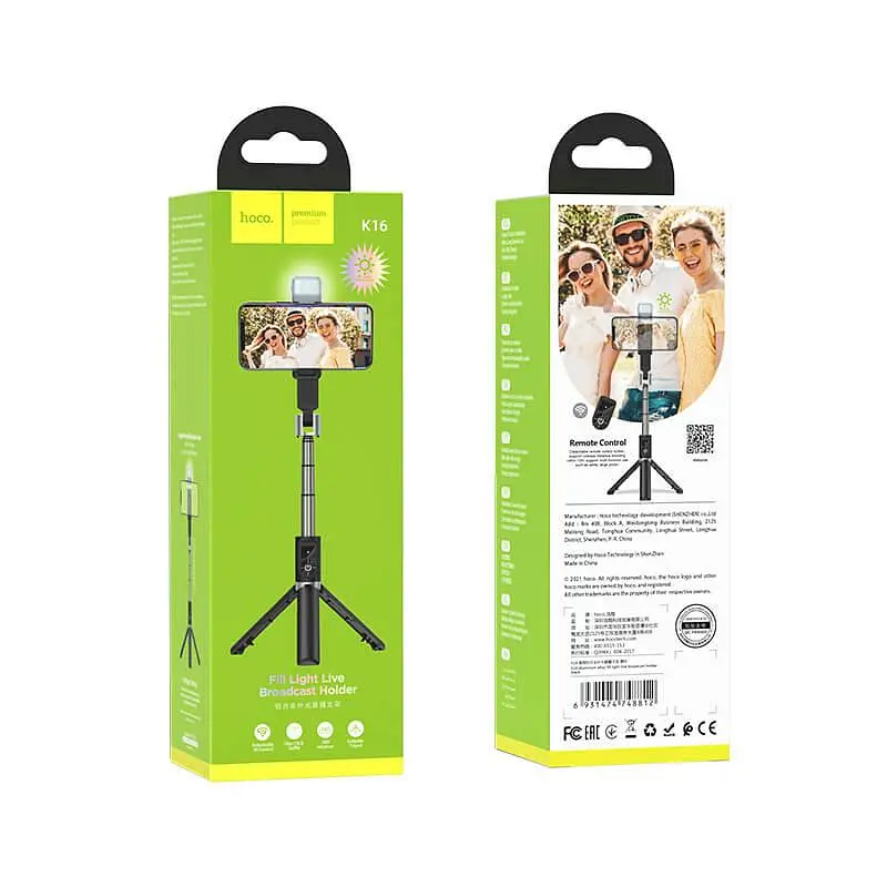 Селфі-монопод Hoco K16 aluminum alloy fill light live broadcast holder тринога штатив - фото 9