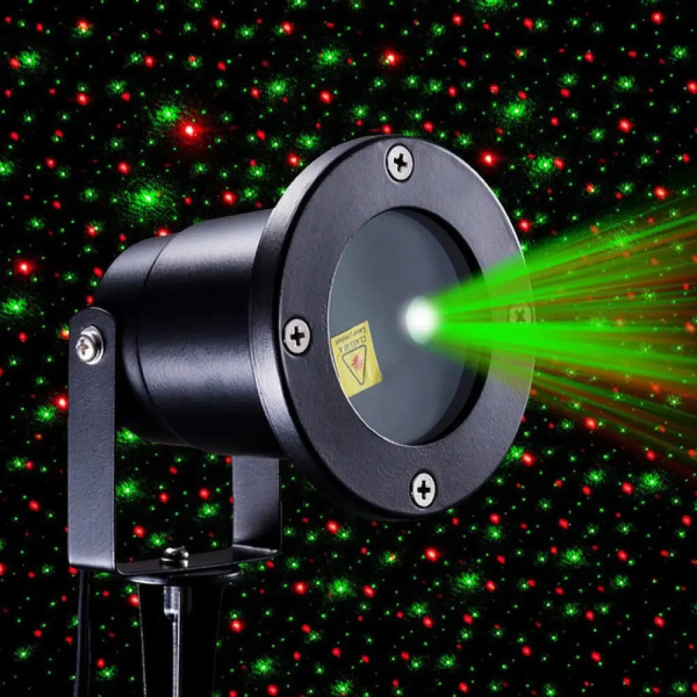 Уличный лазерный прожектор проектор Waterproof Lazer Звездное небо+фигуры с пультом (red + green) - фото 2
