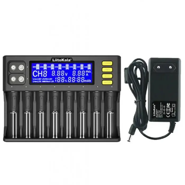 Зарядний пристрій для Liitokala Lii-S8, 8 каналів, Ni-Mh/Li-ion/LiFePo4, 220V/12V, LED+LCD - фото 3