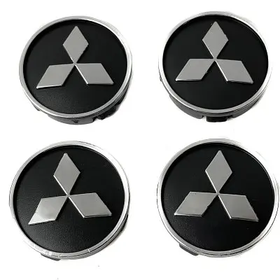 Ковпачки на титани Mitsubishi 60 x 55 мм пластик об'ємний логотип Чорні 4 шт - фото 4
