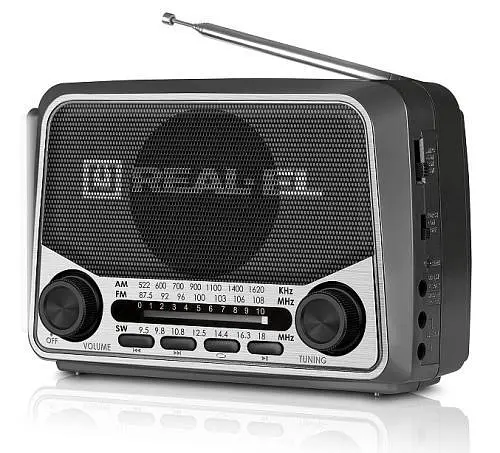 Радіоприймач 1.0 Real-El X-525 Grey, 3 Вт, пластиковий корпус, FM/AM/SW, USB, SD/microSD, акумулятор, ліхтарик