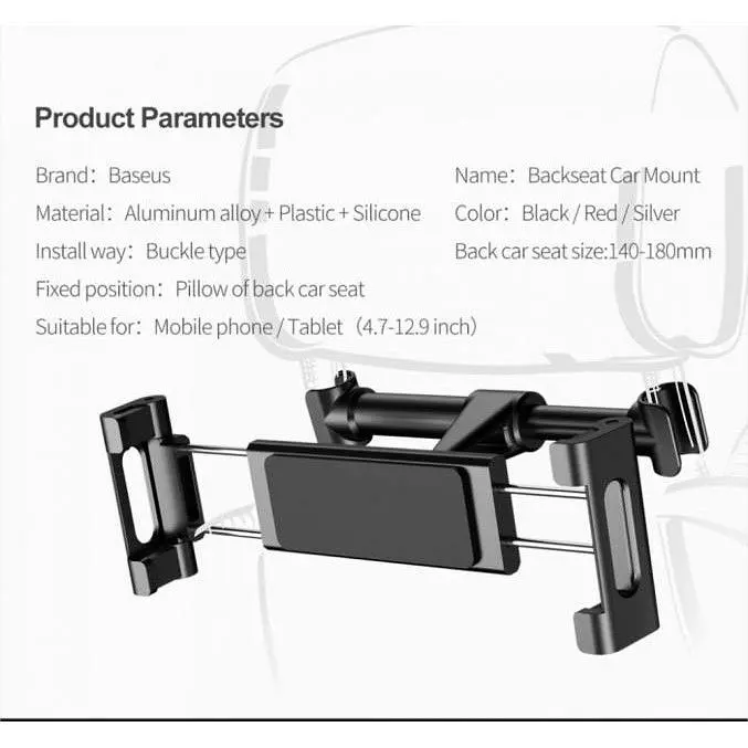 Автотримач Baseus BackSeat Car Mount Holder Black (SUHZ-01) [24305] - фото 7