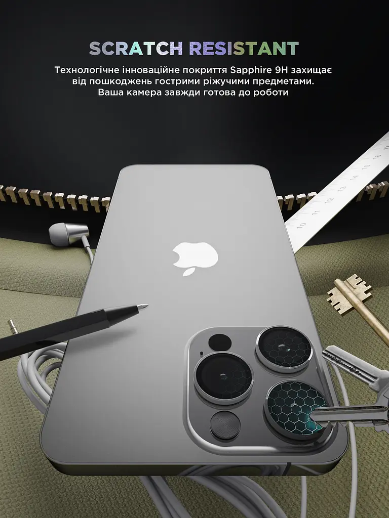 Захисне скло для камери Apple iPhone 14 Pro Max/14 Pro, Supreme BI, сріблястий колір, з рамкою, глянцеве скло для захисту лінз, протиударне, прозоре, з клейовим шаром по контуру, не впливає на якість фото, ArmorStandart (ARM76597) - фото 5