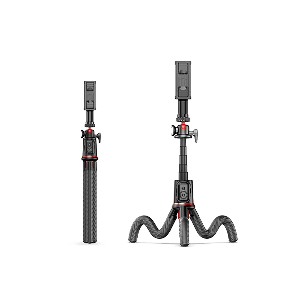 Штатив RTAKO C03 Octopus Extendable Tripod Selfie Stick (with Detachable Phone Holder) Black (6942063212416) - фото 2