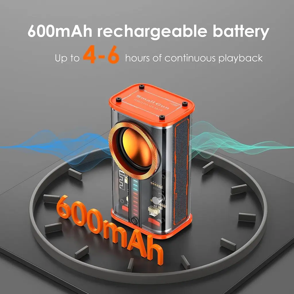 Портативна Bluetooth колонка K07 із прозорим корпусом, LED-підсвіткою та TWS - фото 4