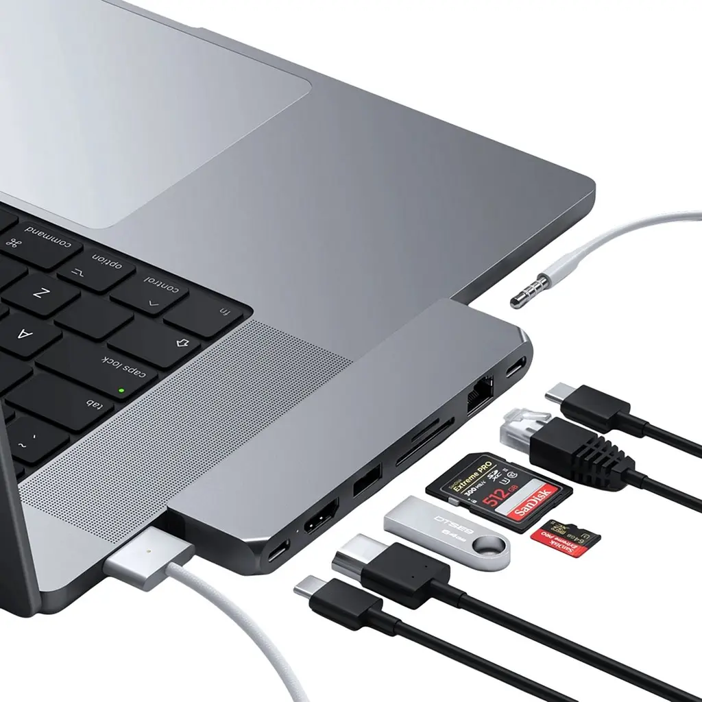 Адаптер Satechi Aluminum USB-C Pro Hub Max Adapter Space Gray (ST-UCPHMXM) - фото 4