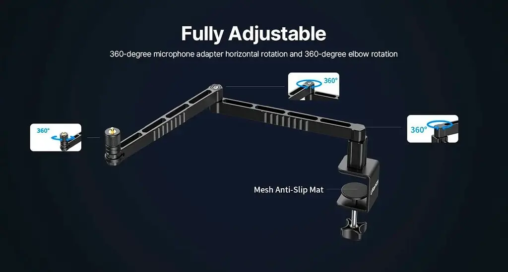 Пантограф для мікрофона Ulanzi LS26 Low Profile Microphone Arm [86252] - фото 10